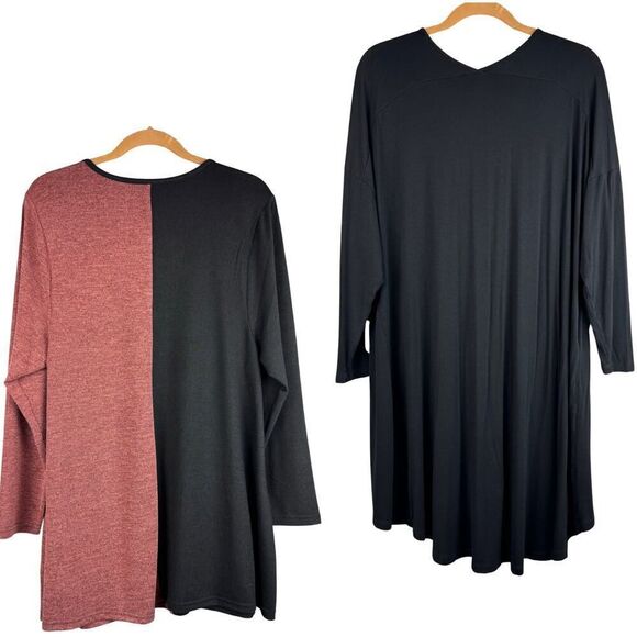 Zim &‎ Zoe Tunic Top Womens Size 18 Black & Spice Long Sleeves Pockets Bundle - Picture 2 of 8